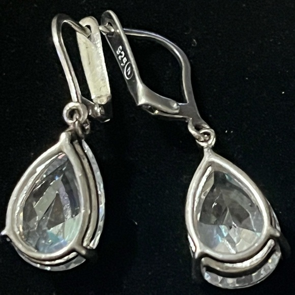 Sterling Silver 925 Elegant Silver Drop Earrings - Picture 3 of 4